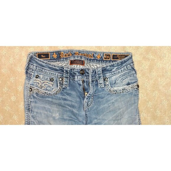 RockRevival Jeans Women's Size 26x29 Yui MidRise Skinny Stretch Distressed Bling - Picture 2 of 4
